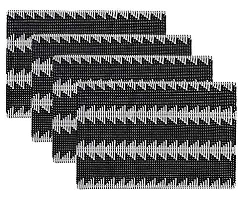 Fennco Styles Reversible Geometric Canvas Cotton Table Runner with Tassels – 14”W x 71”L Black & White Table Cover for Dining Table Décor, Banquets and Holidays