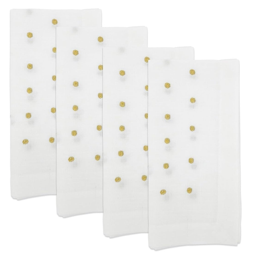Fennco Styles Classic Embroidered Polka Dot Table Runner 16" W x 72" L - Gold Table Cover for Home Décor, Everyday Use, Christmas, Banquets and Special Events