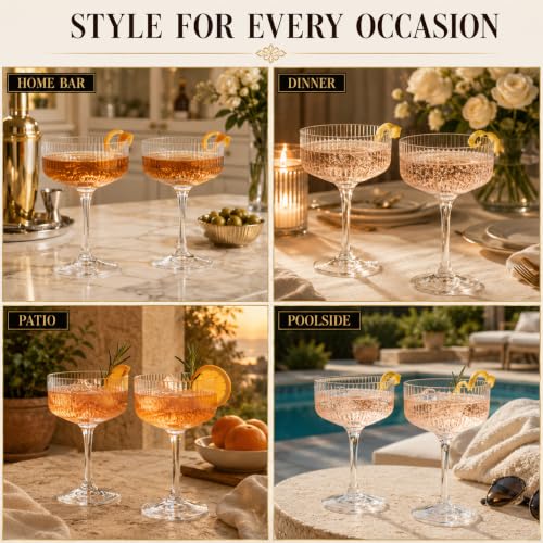 Barcelona Acrylic Champagne Coupe Cocktail Glassware, Set of 2