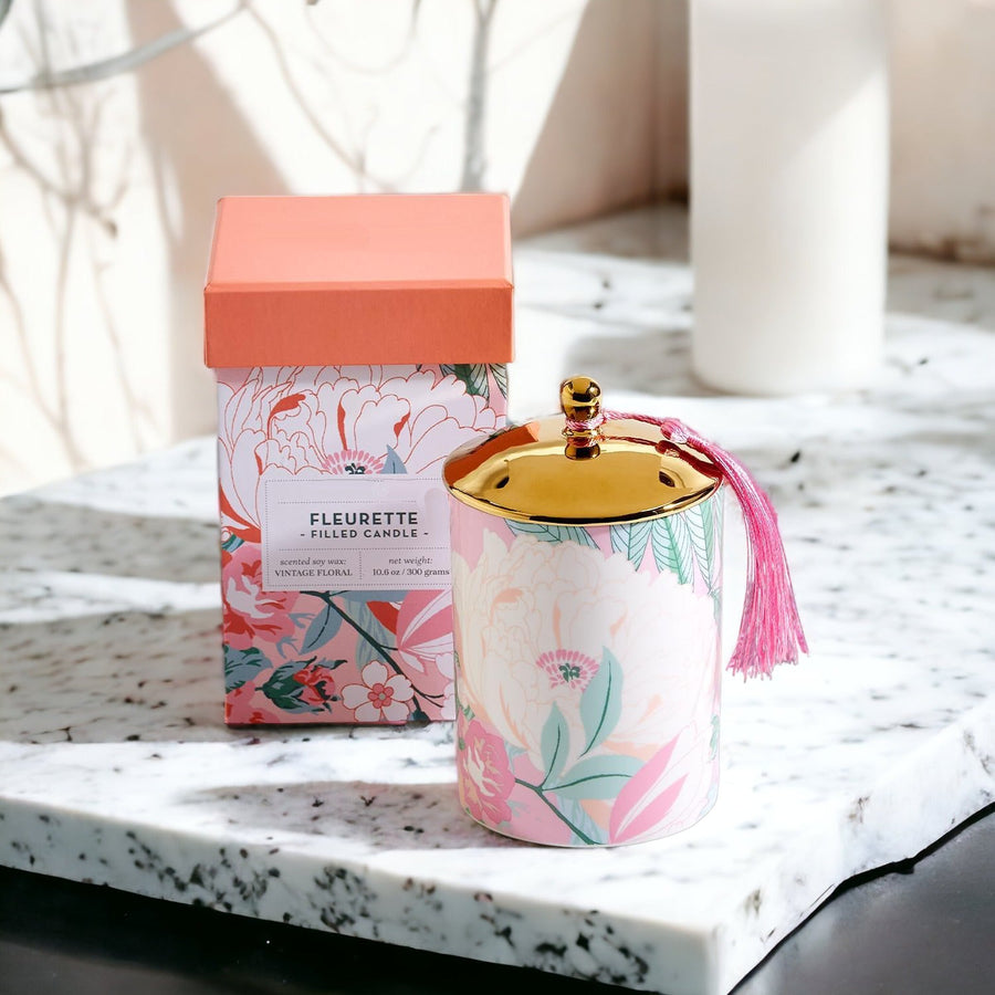 Vintage Floral Candle Set