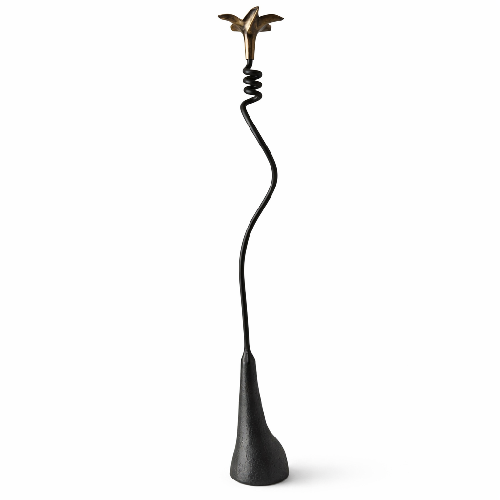Jasmine in Bloom Candlestick — Handmade Sculptural Iron Candleholder (20”)