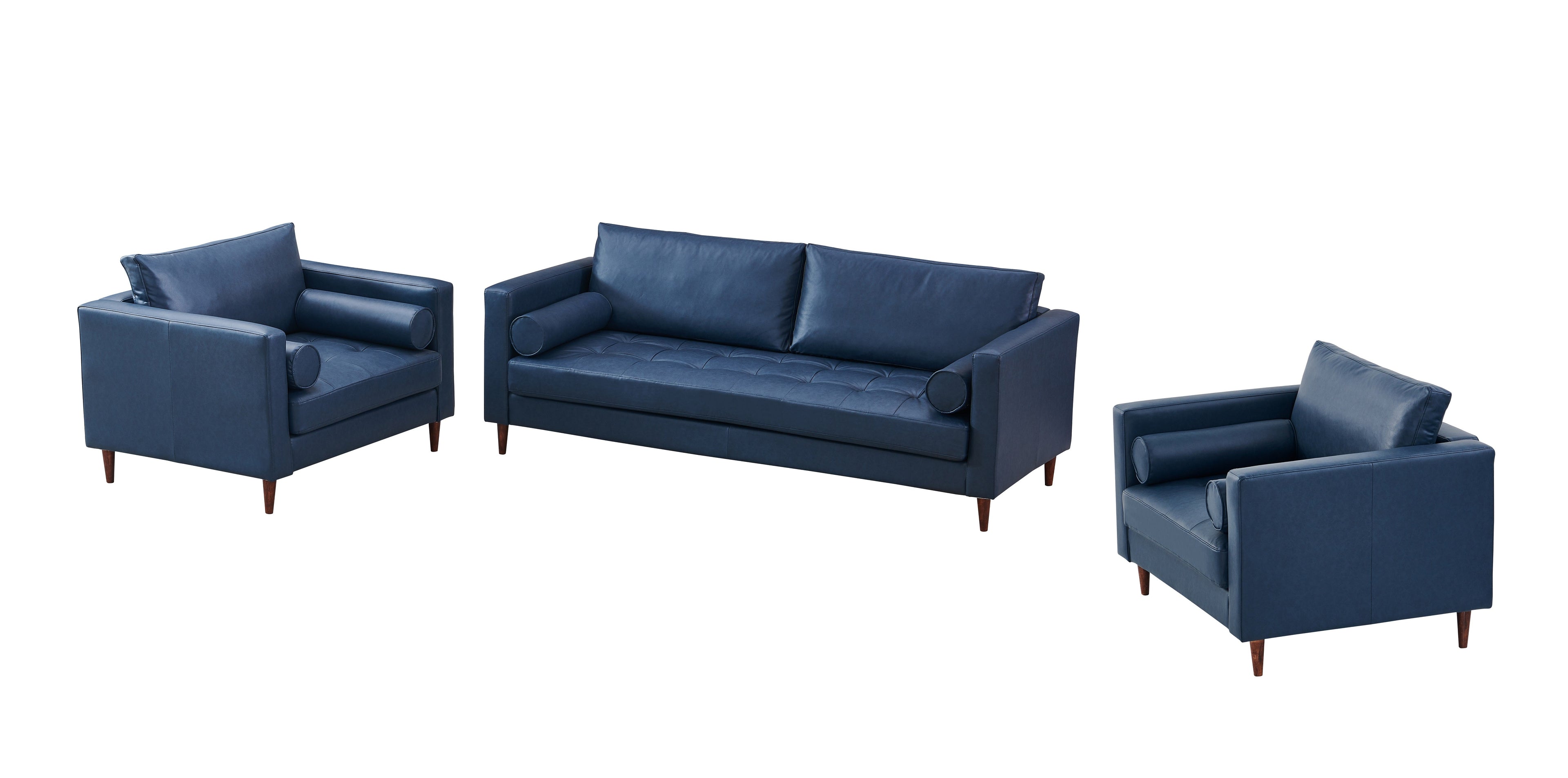 Alessandra Modern Contemporary Eco Leather Sofa - Blue