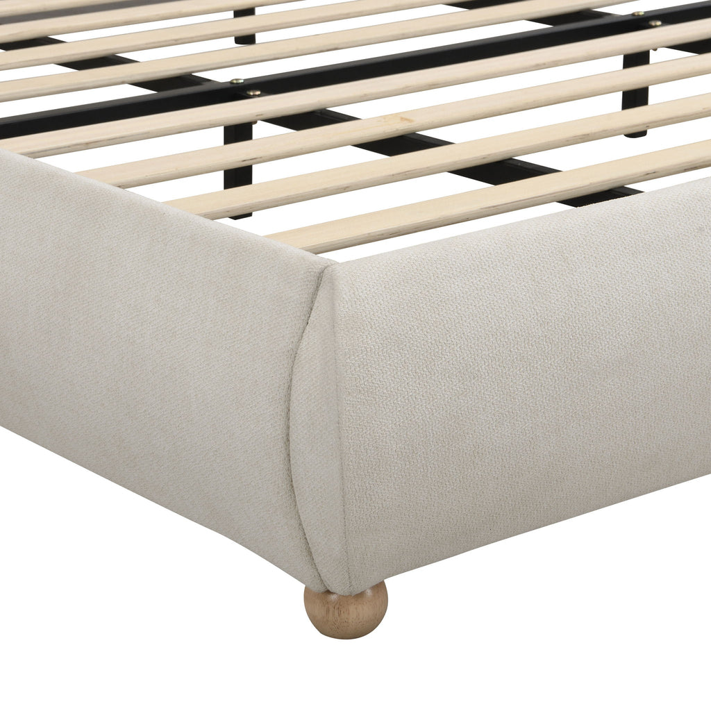 Upholstered Platform Bed Frame With Curved Headboard