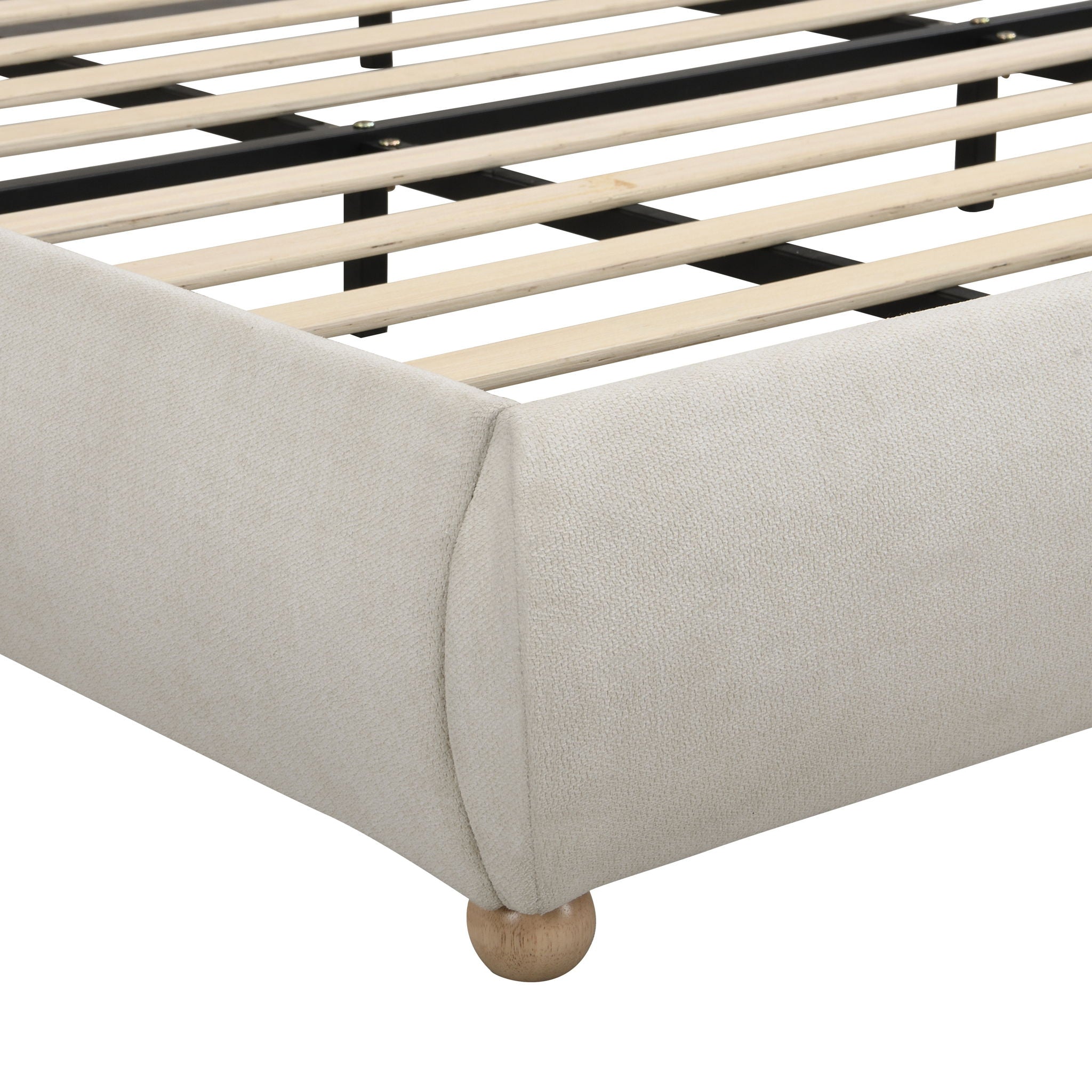 Upholstered Platform Bed Frame With Curved Headboard