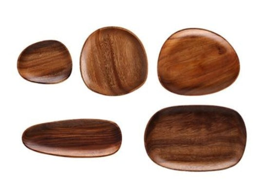 Hand-Polished Acacia Serving Plates
