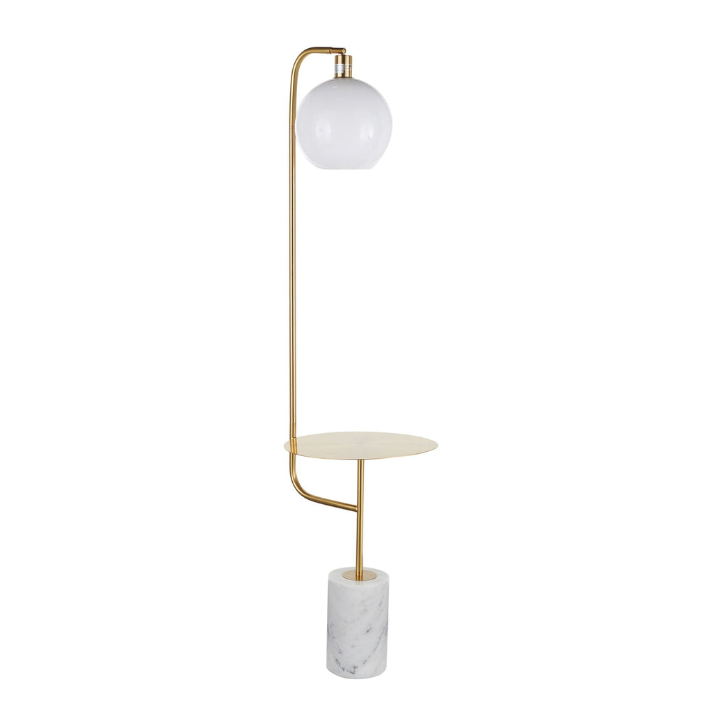 Symbol Marble Side-Table Floor Lamp — White