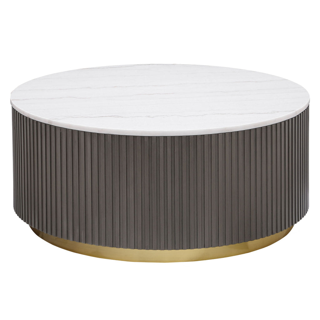 Reeded Marble Coffee Table — Charcoal