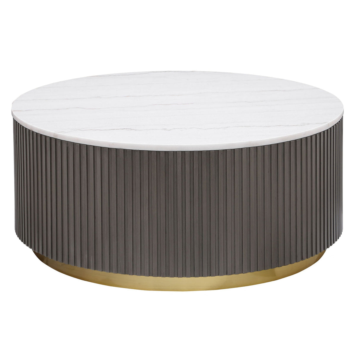Reeded Marble Coffee Table — Charcoal