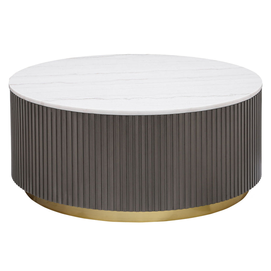 Reeded Marble Coffee Table — Charcoal