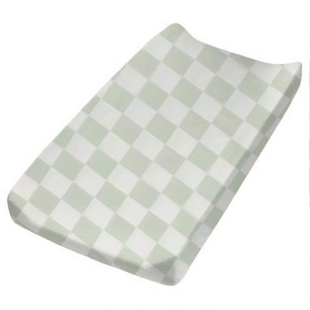 Green White Checkered Changing Pad Cover
