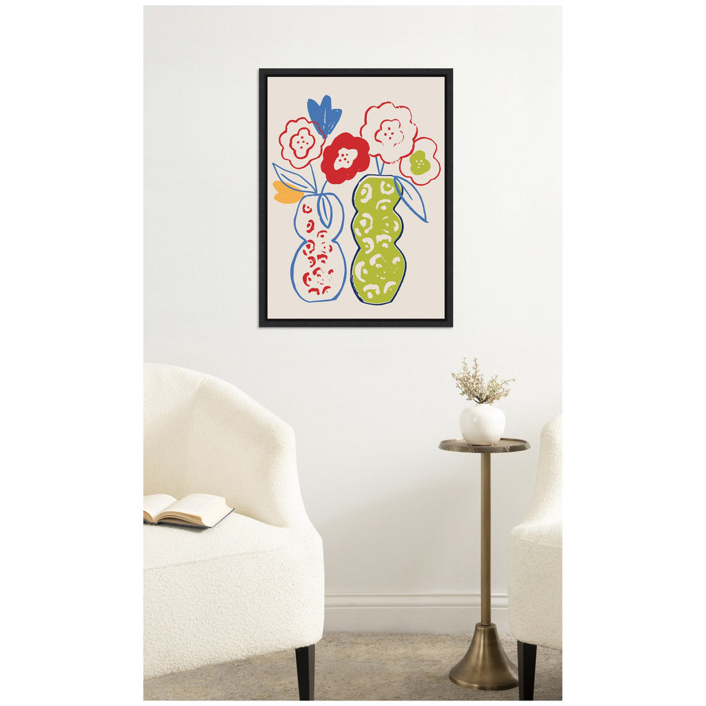 Live Boldly Flower Vases by Vicky Yorke Framed Canvas Wall Art Print