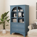 52.17"H Glass Door Display Case Storage Cabinet with 2 Drawers and Adjustable Shelf