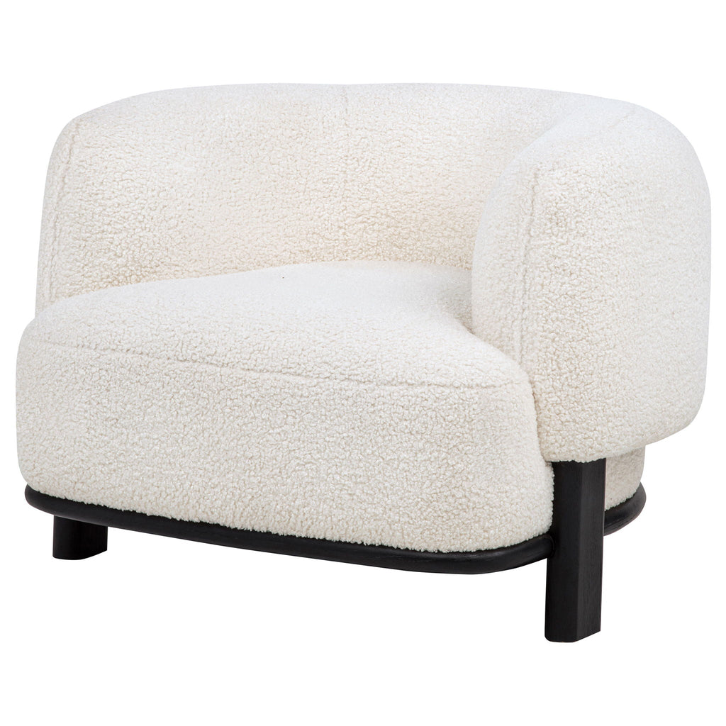 Lawler Bouclé Barrel Accent Chair — Ivory & Black