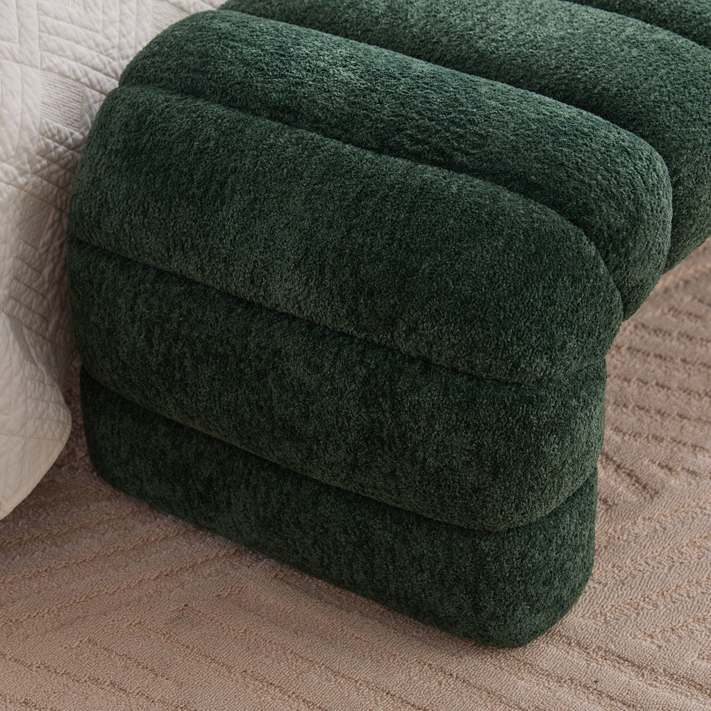 Channel-Tufted Upholstered Bed Bench