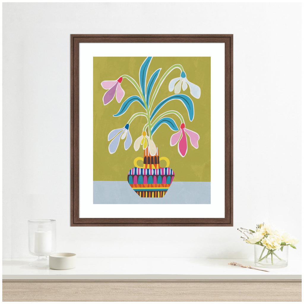 Framed Art Snowdrops the January Birth Flower by Rachel Lee