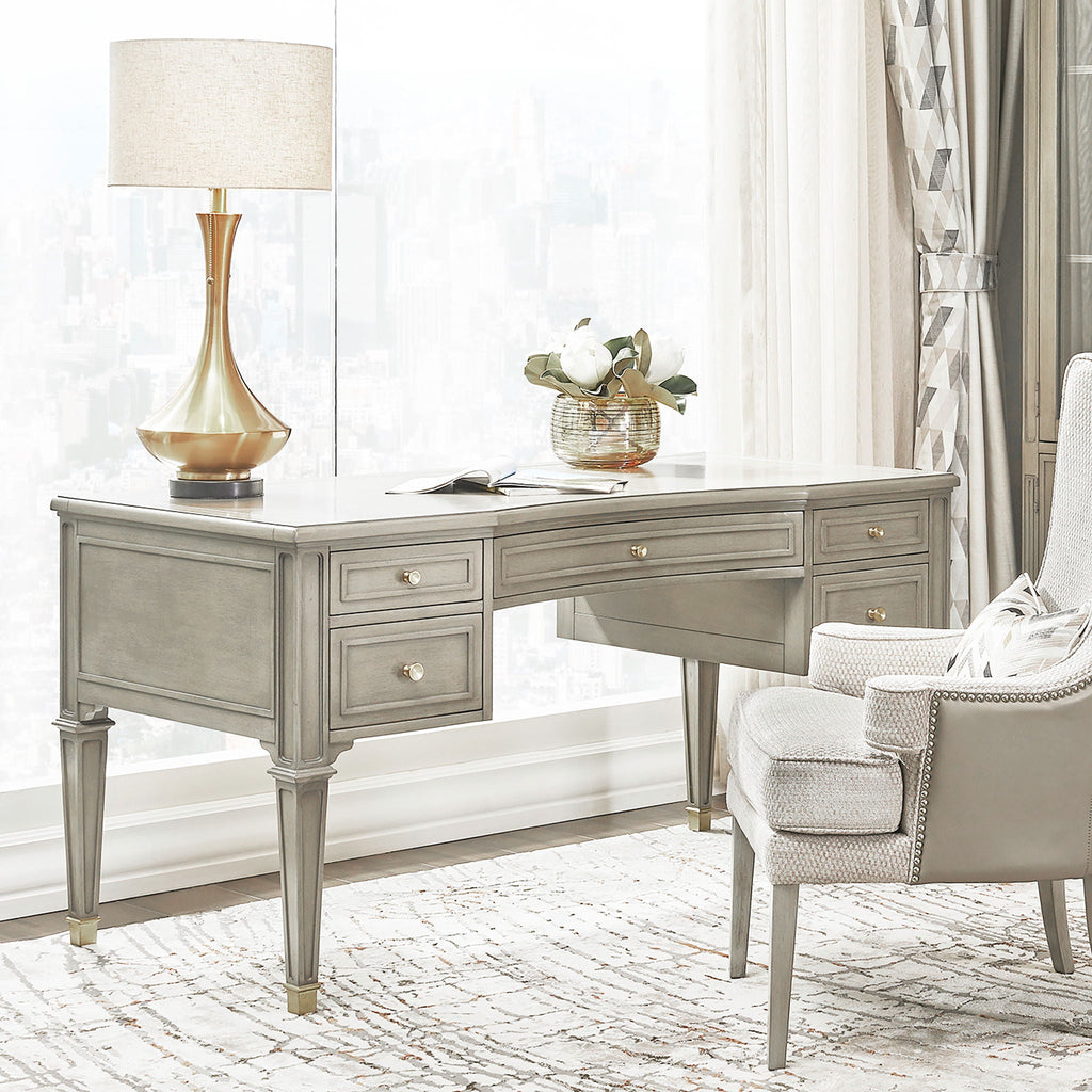 Dauphin Five-Drawer Executive Desk — Gray