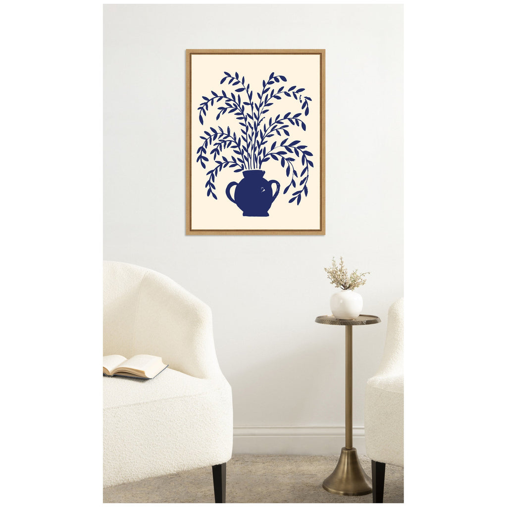 Blue Botanical Vase Aurelia 009 by Vicky Yorke Framed Canvas Wall Art Print