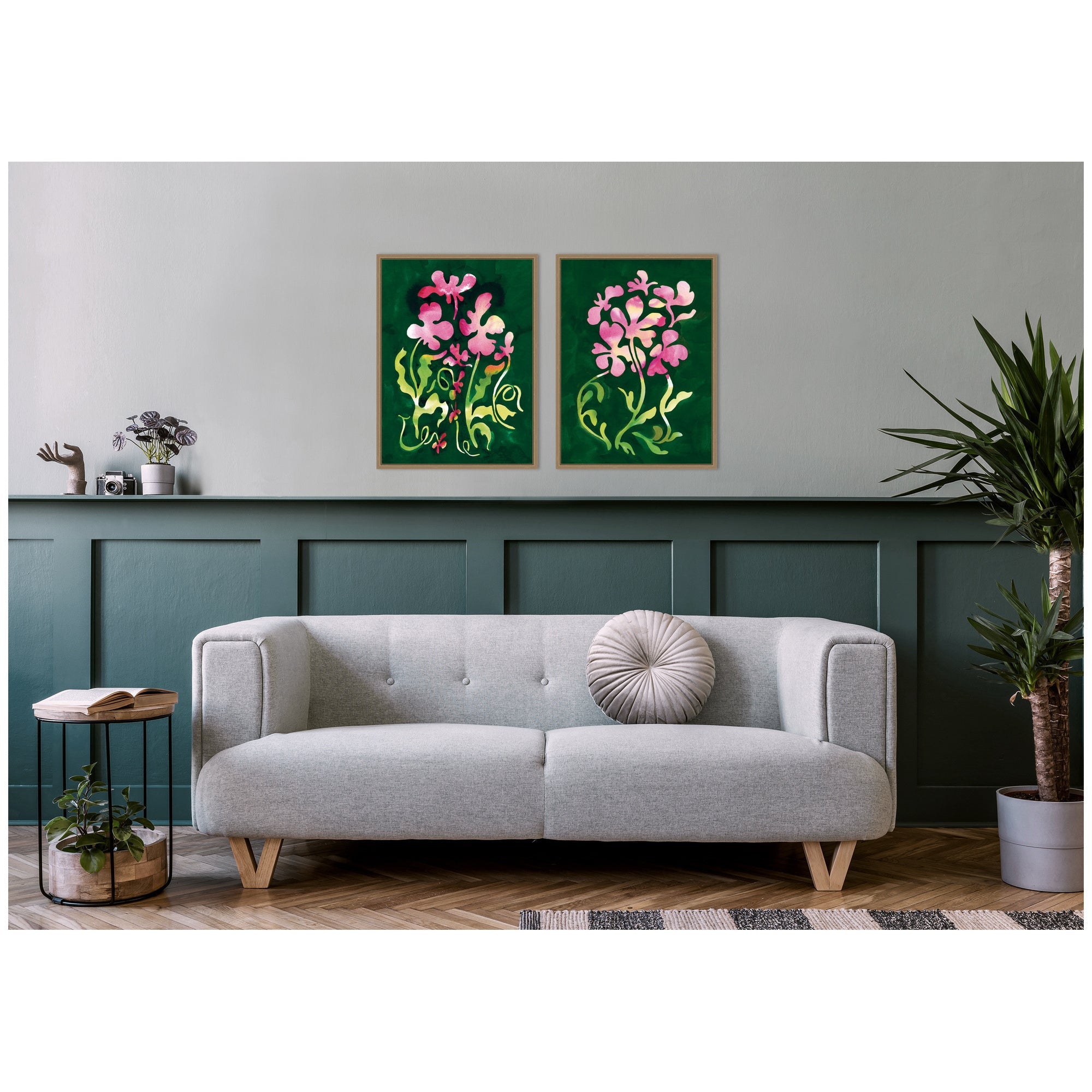 Twisting Blooms & Groovy Flowers 2 Piece Framed Canvas Wall Art Set by Lucia Gianello