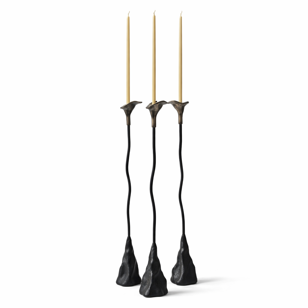 Calla Lily Iron Candlestick — Handcrafted Sculptural Candleholder (19”)
