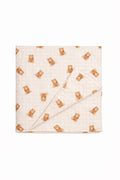 Beige Teddy Bear Gingham Crib Quilted Blanket