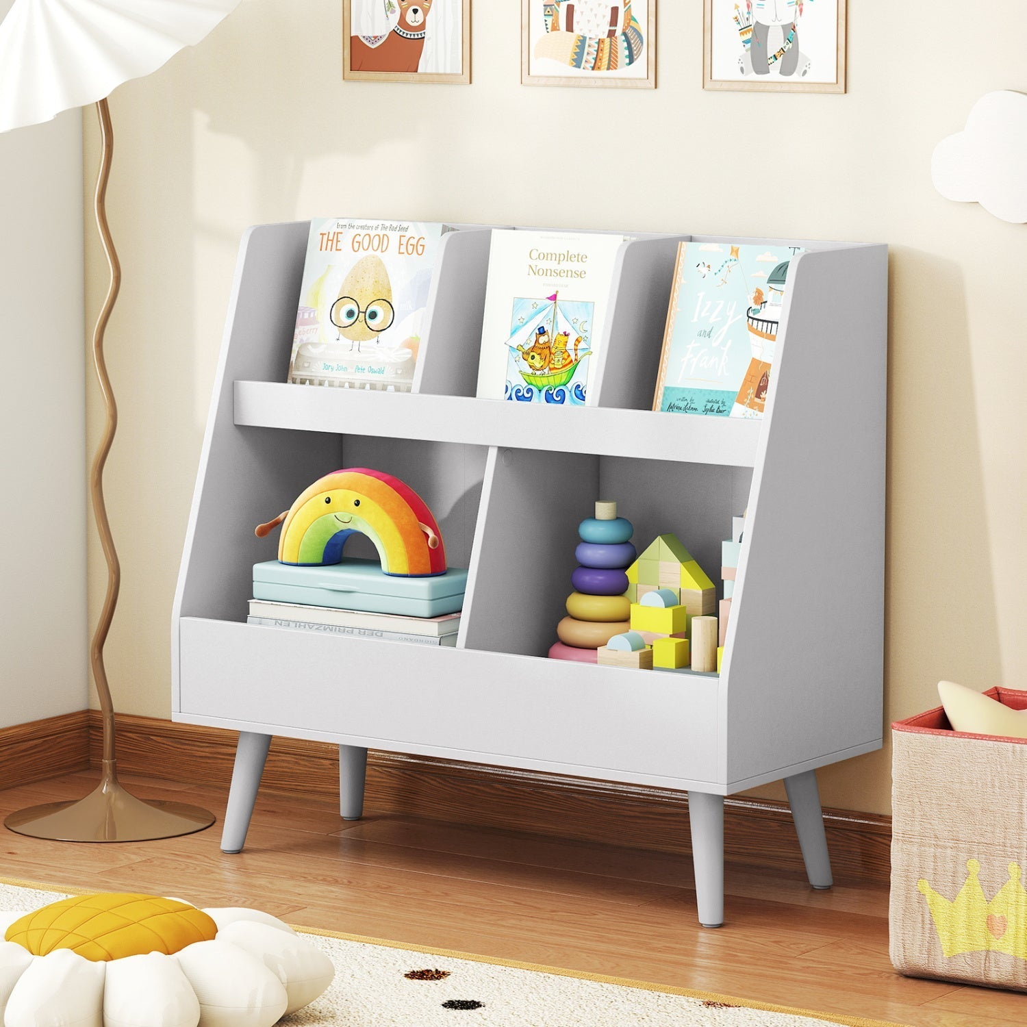 Kids Bookshelf and Toy Organizer 5-Cube Storage Unit