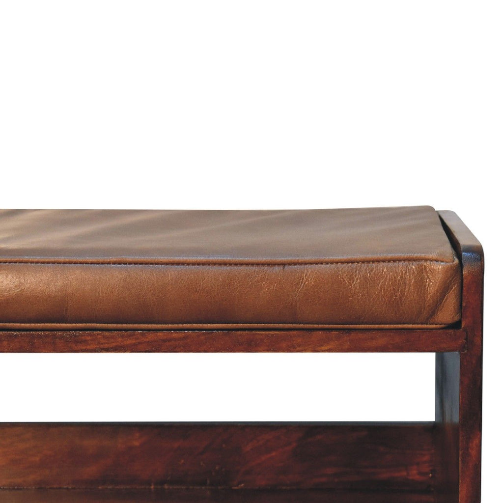 Mango Wood Upholstered Bench