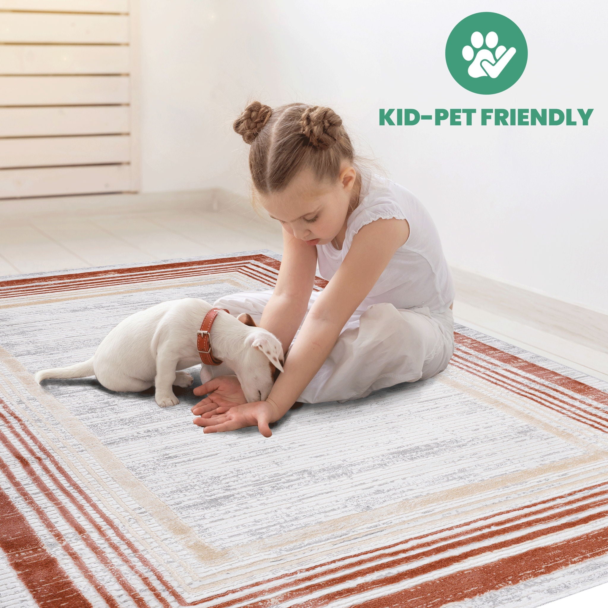 Marfi 6' x 9' Bordered Area Rug - Brown/Ivory