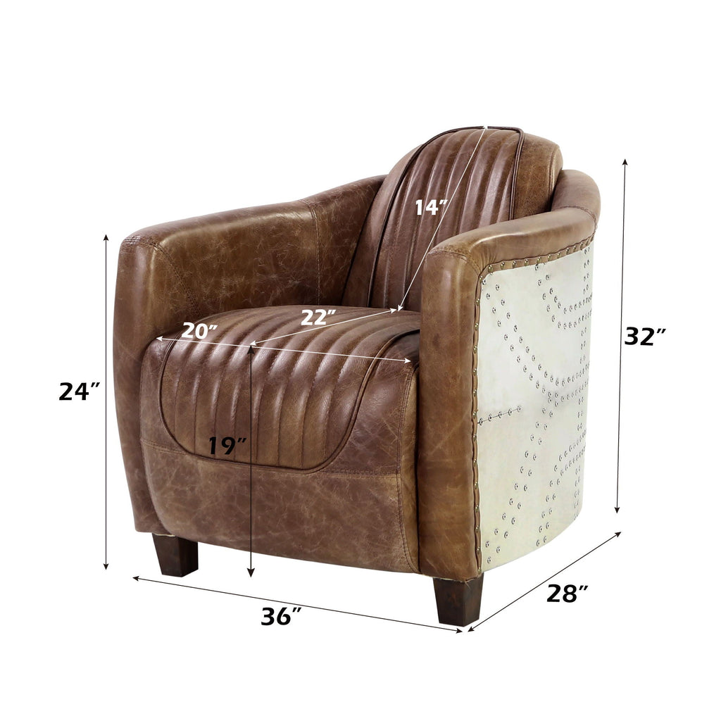 Brancaster Top-Grain Leather Accent Chair