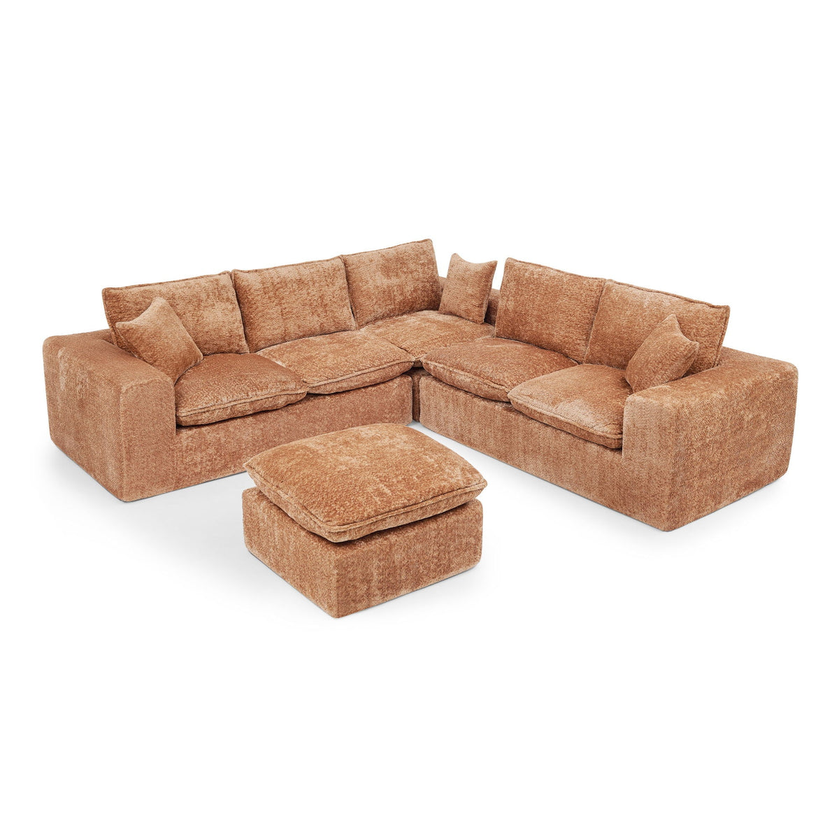 Cloud-Comfort Modular Sectional Sofa with Moveable Ottoman