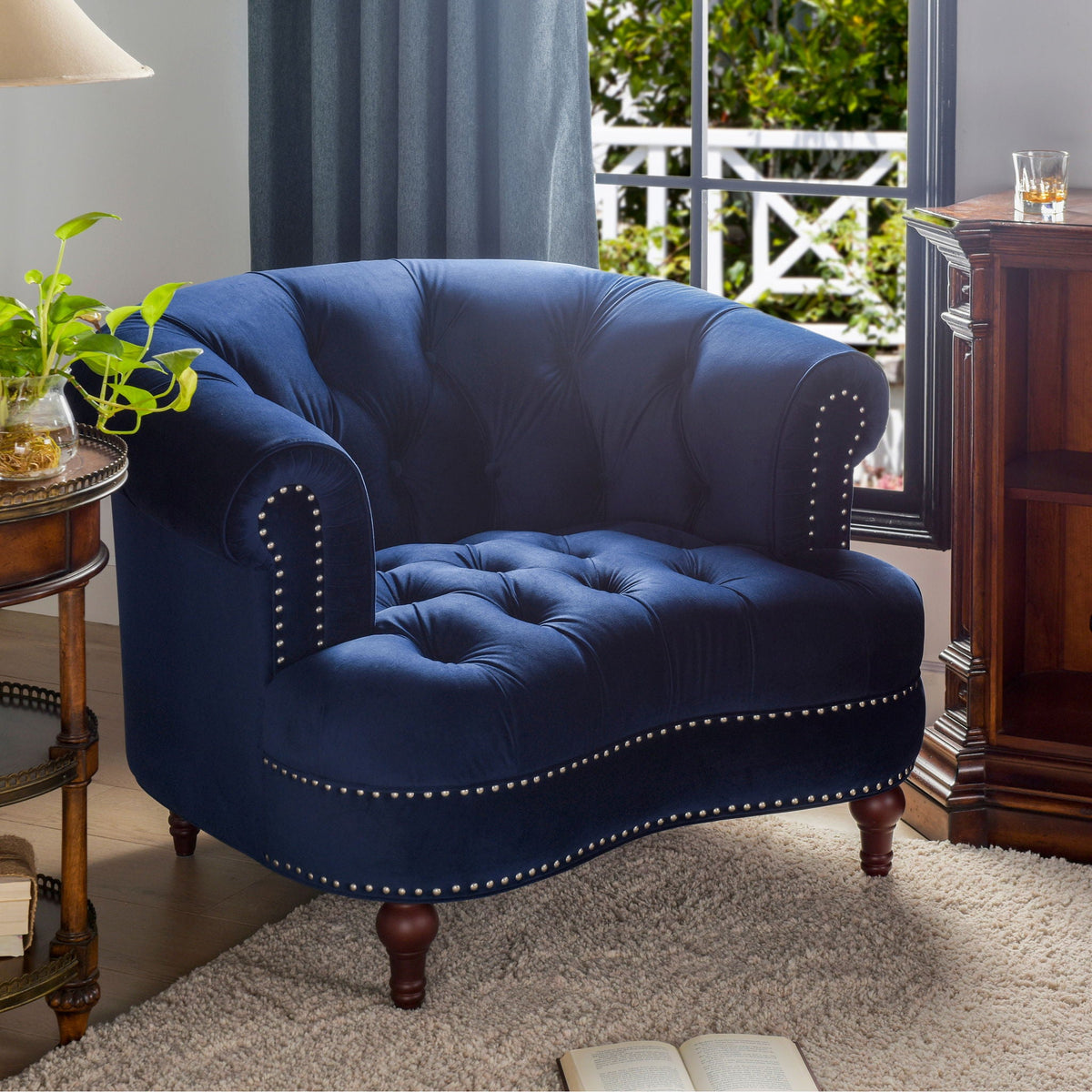 La Rosa Victorian Tufted Velvet Accent Chair