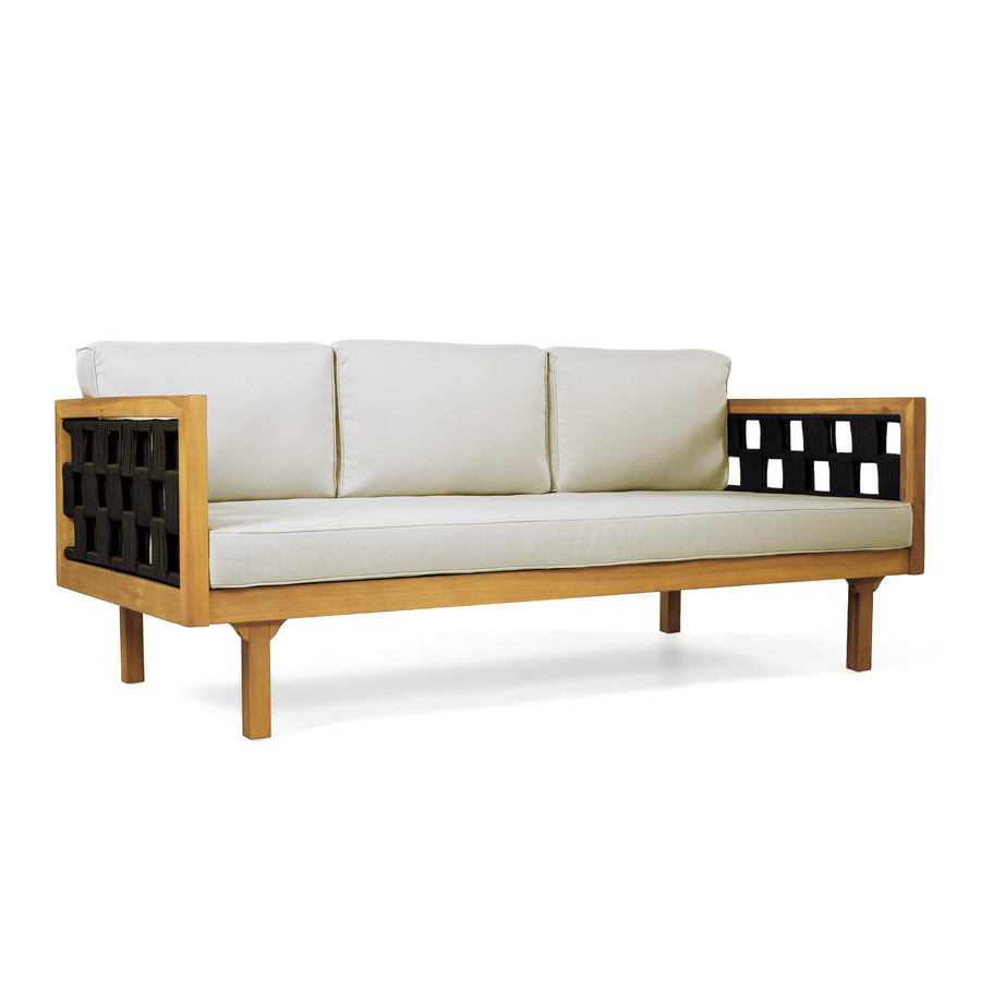 Three-Seater Acacia Outdoor Daybed — Teak Finish
