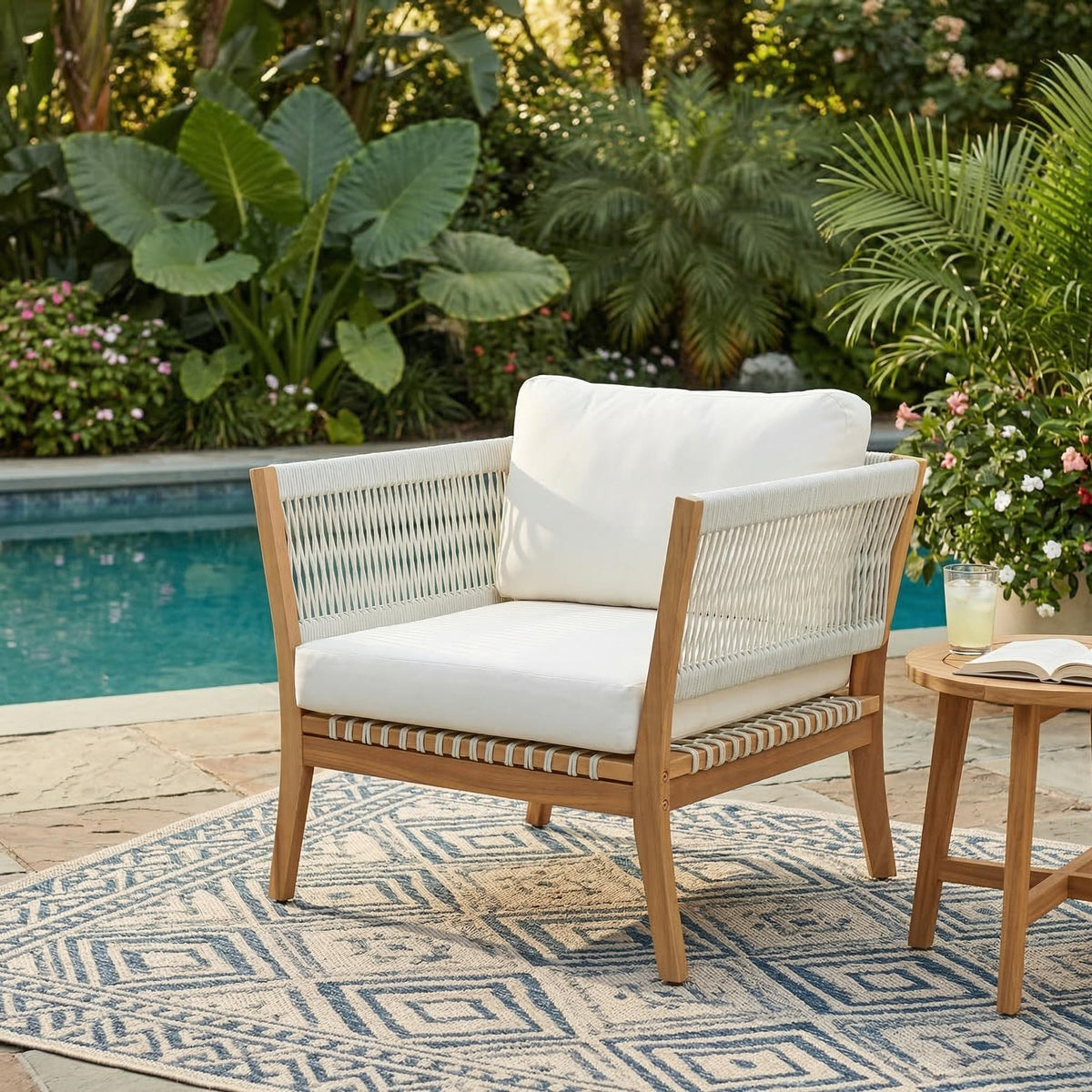 Acacia & Rope Patio Chair — Natural