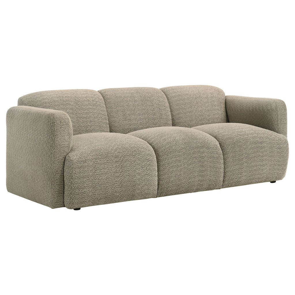 Dorset Fabric Upholstered Round Track Arm Sofa Brown