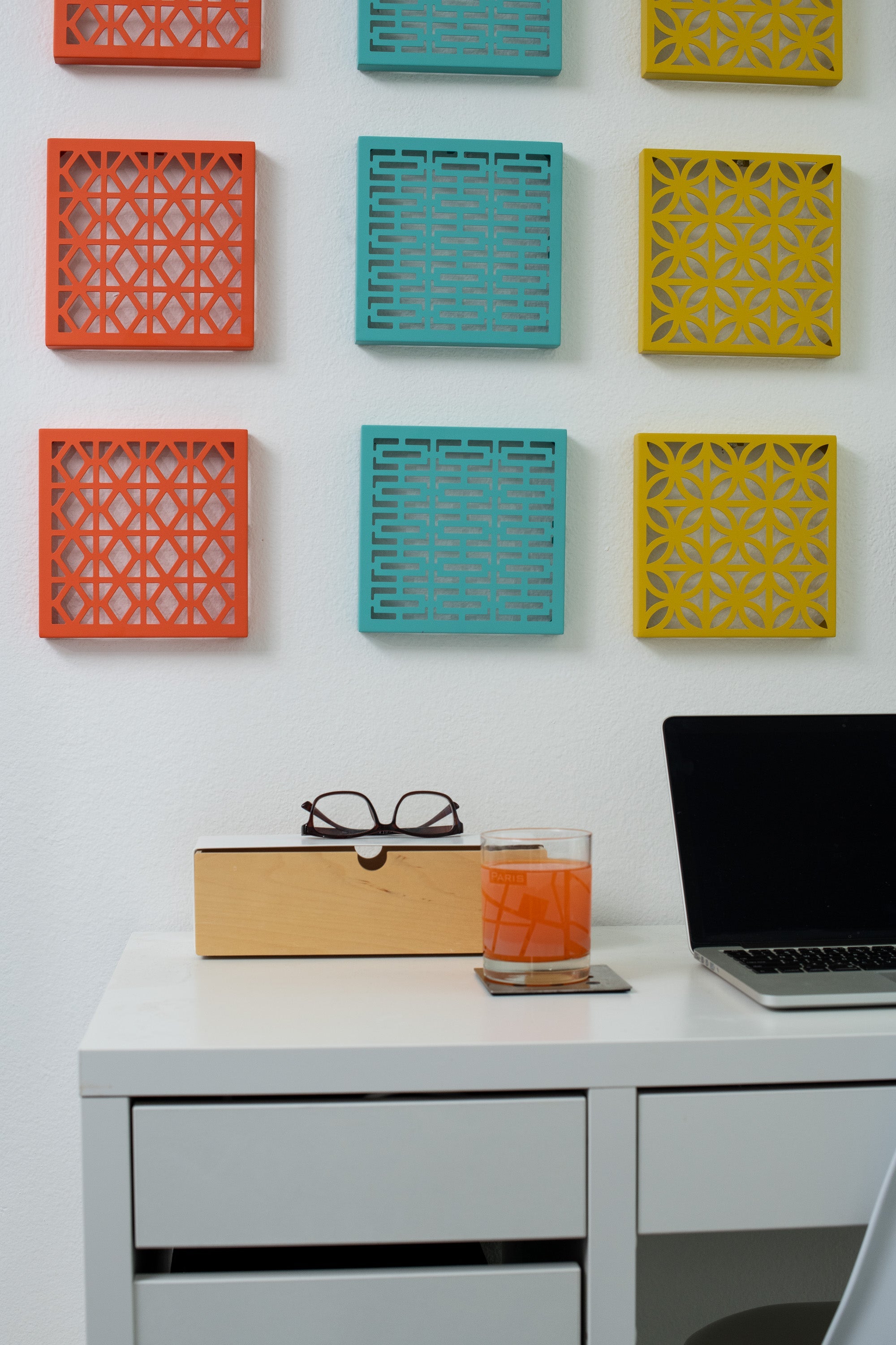 Breeze Block Metal Wall Tile: 7" x 7" Orange