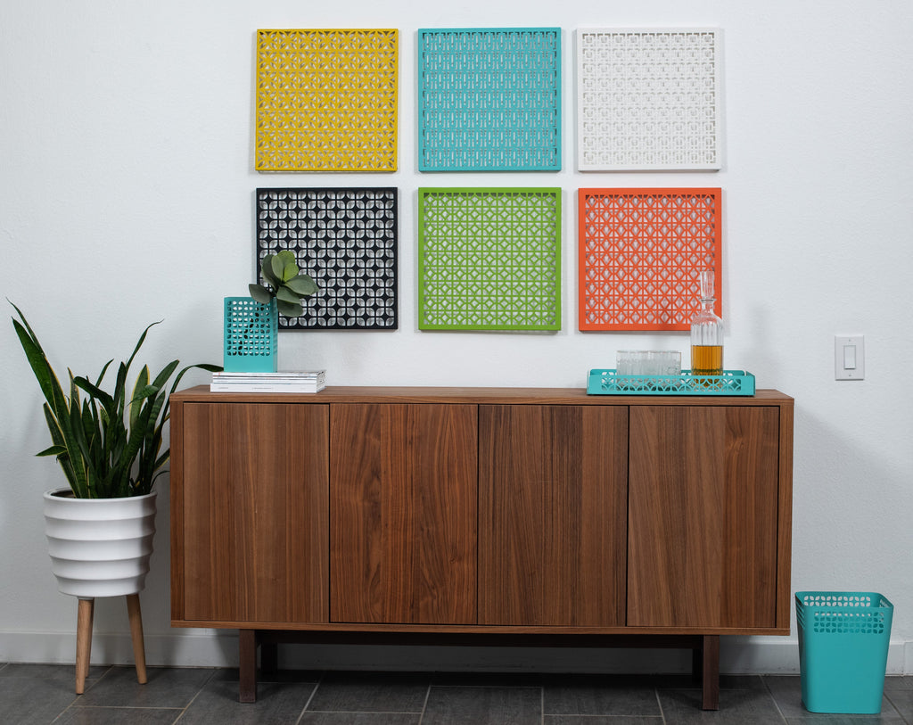 Breeze Block Metal Wall Tile: 15.5" x 15.5" Black