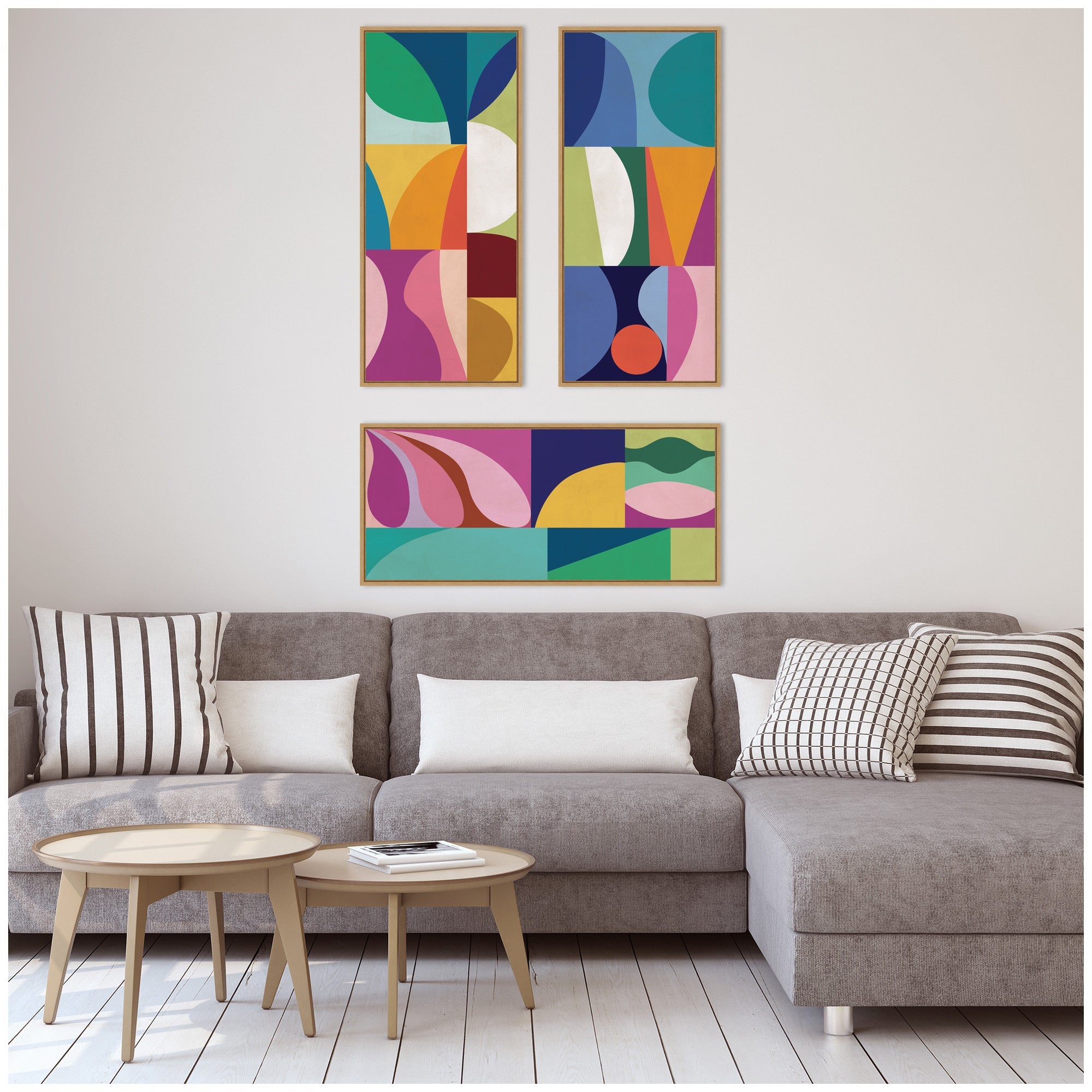 Abstract Panels 3 Piece Framed Canvas Wall Art Set by Rachel Lee