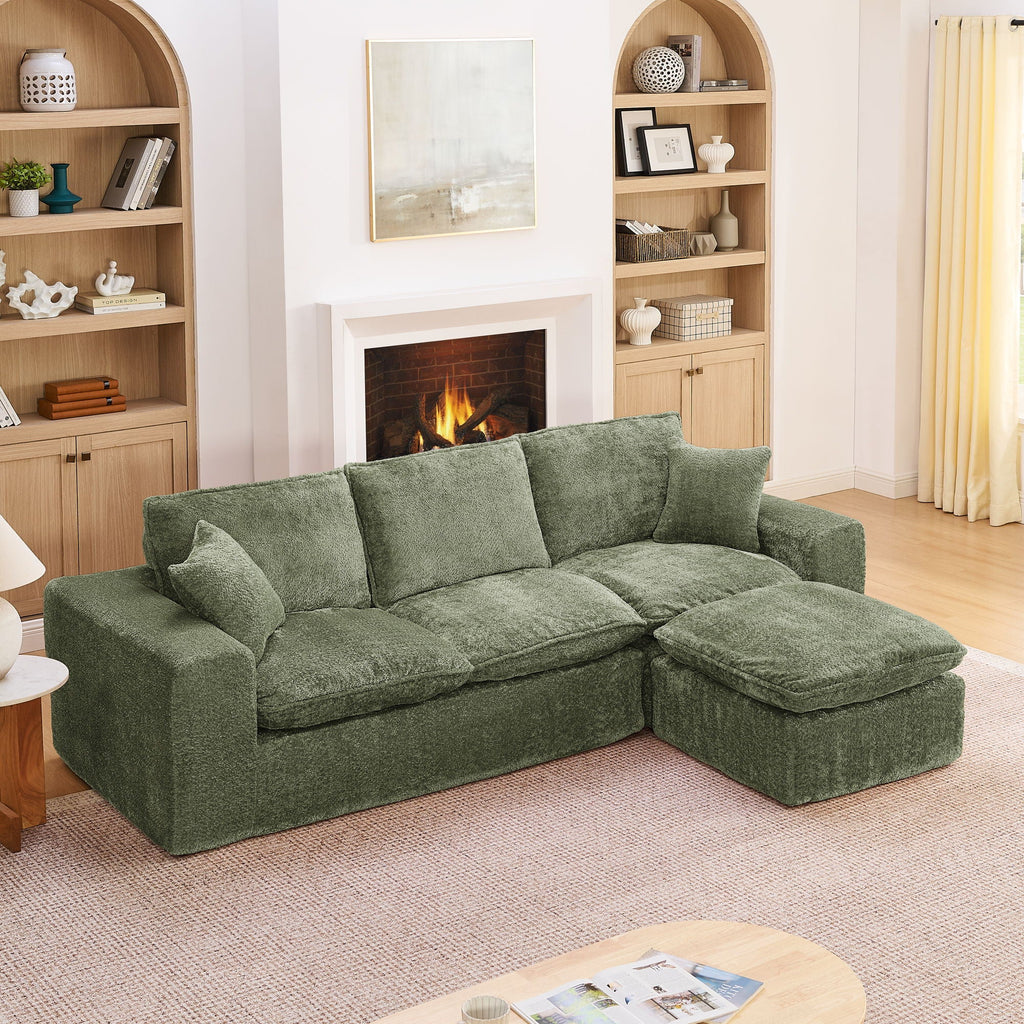 Cloud-Comfort Modular Sectional Sofa with Moveable Ottoman