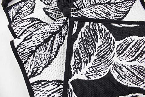 Fennco Styles Black and White Checker Woven Table Runner - 14 x 71 Inch Check Runner Table Centerpiece for Dining Home Decor, Indoor Parties, Holiday Events Tassel Table Runner