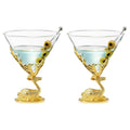 Stag Antler Cocktail Glasses Set of 2 Gold Deer Design Elegant Animal Inspired Barware