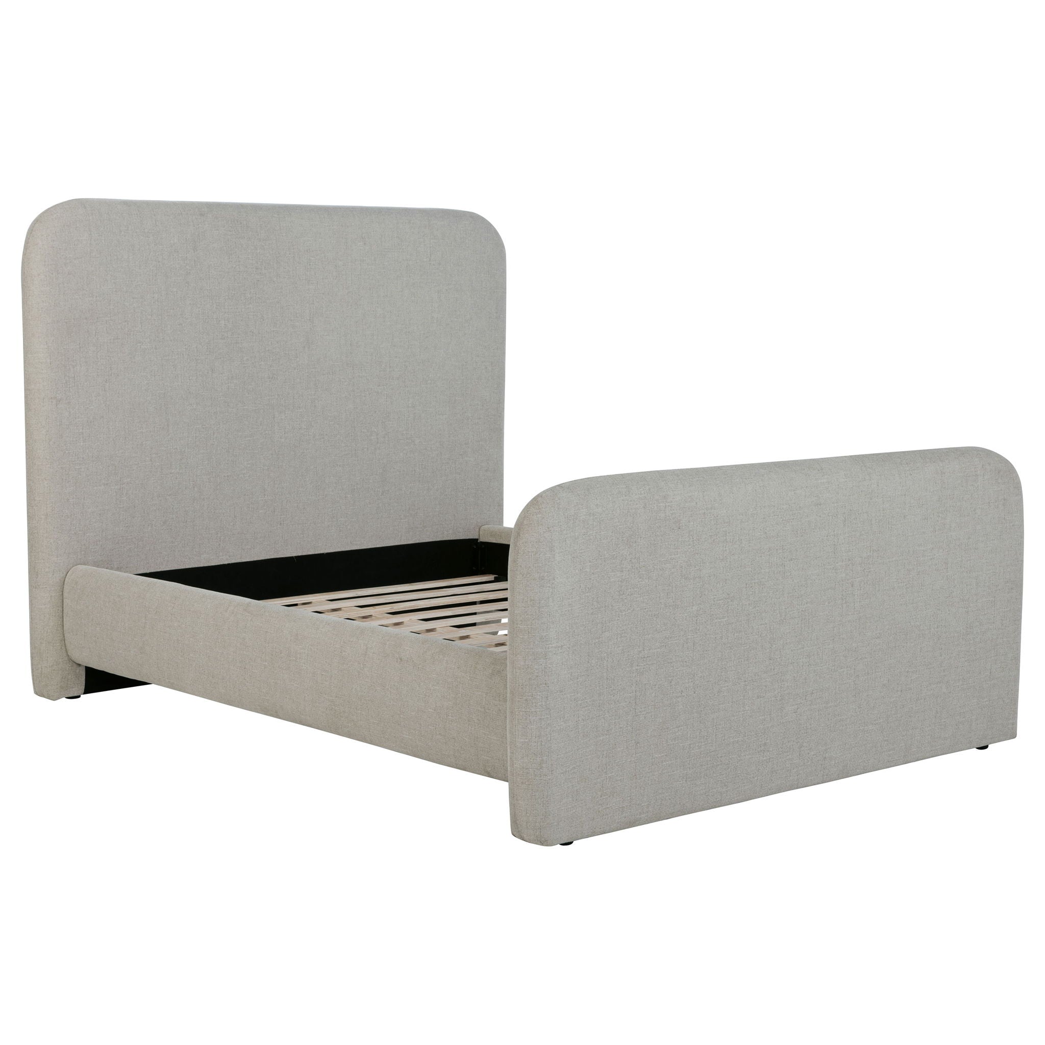 Wren Upholstered Panel Bed — Queen / Grey