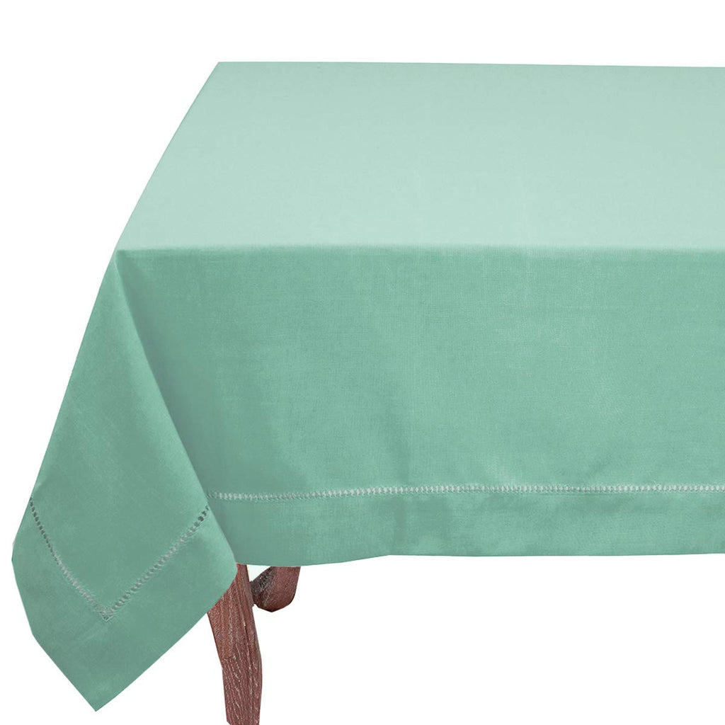 Fennco Styles Classic Solid Color Hemstitched Border Tablecloth for Dining Table, Dinner Parties, Wedding, Machine Washable,