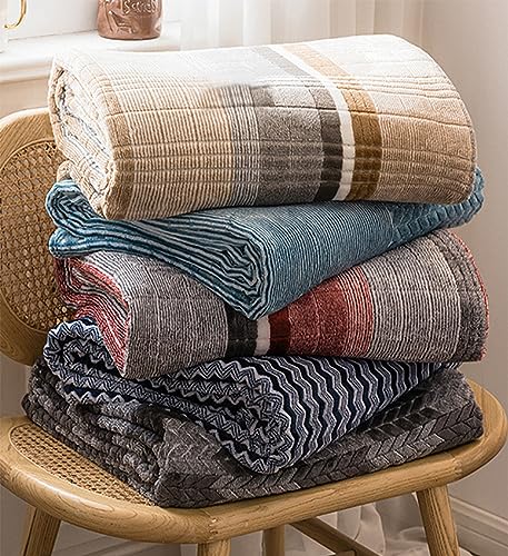 Fennco Styles Wheat Pattern Plush Extra Warm and Soft Throw Blanket 59" W x 79" L - Grey Flannel Fleece Large Blanket for Couch, Bedroom, Living Room Décor