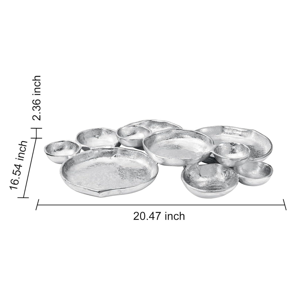 Cluster of 10 Round Serving Bowls Silver Clusters Decorative Tray