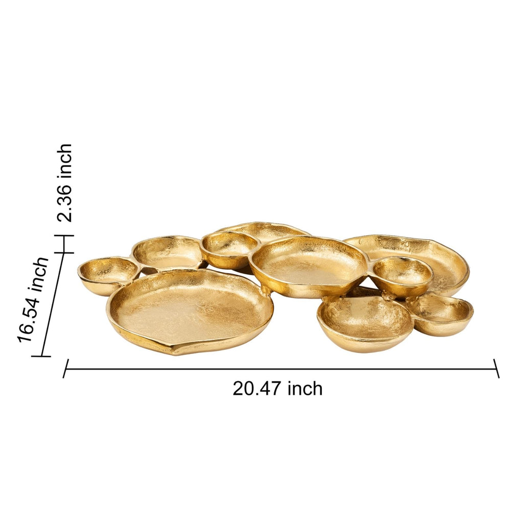 Cluster of 10 Round Serving Bowls Gold Clusters Decorative Tray