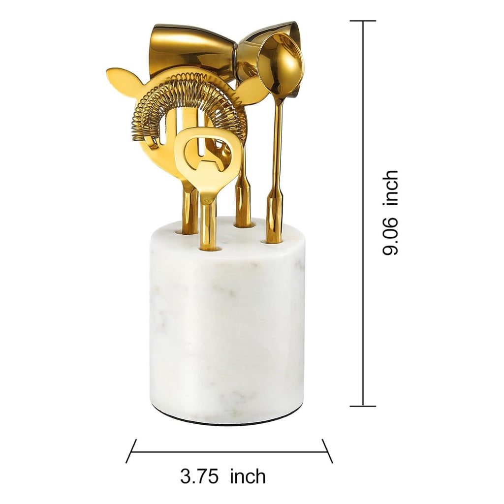 Gilt Marble Bar Tool Set — 5 Piece
