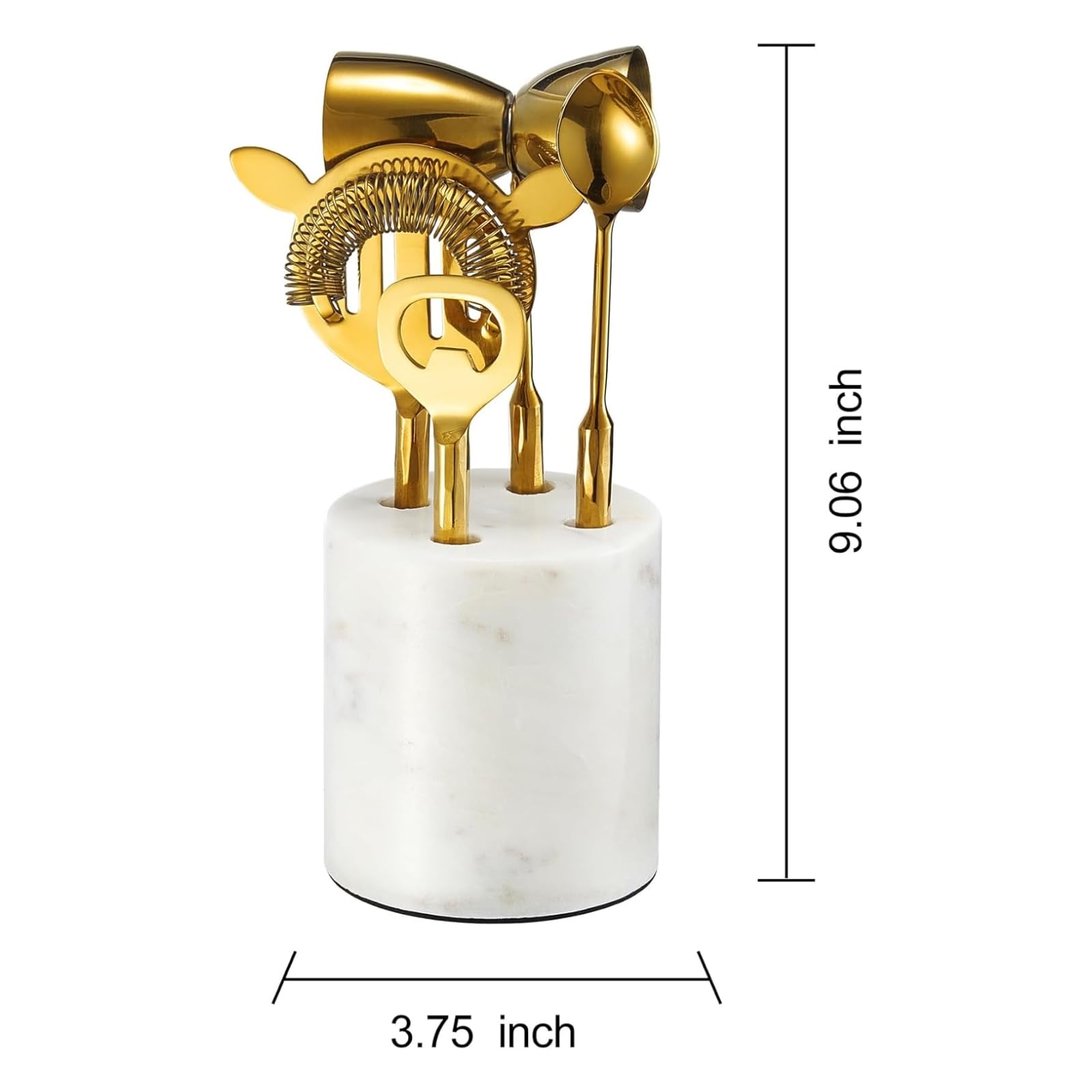 Gilt Marble Bar Tool Set — 5 Piece