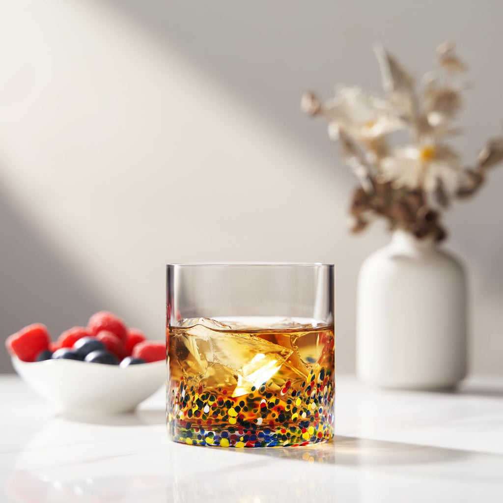The Wine Savant Mexican Style Glass Hand Blown Colorful Artisan - Confetti Rock