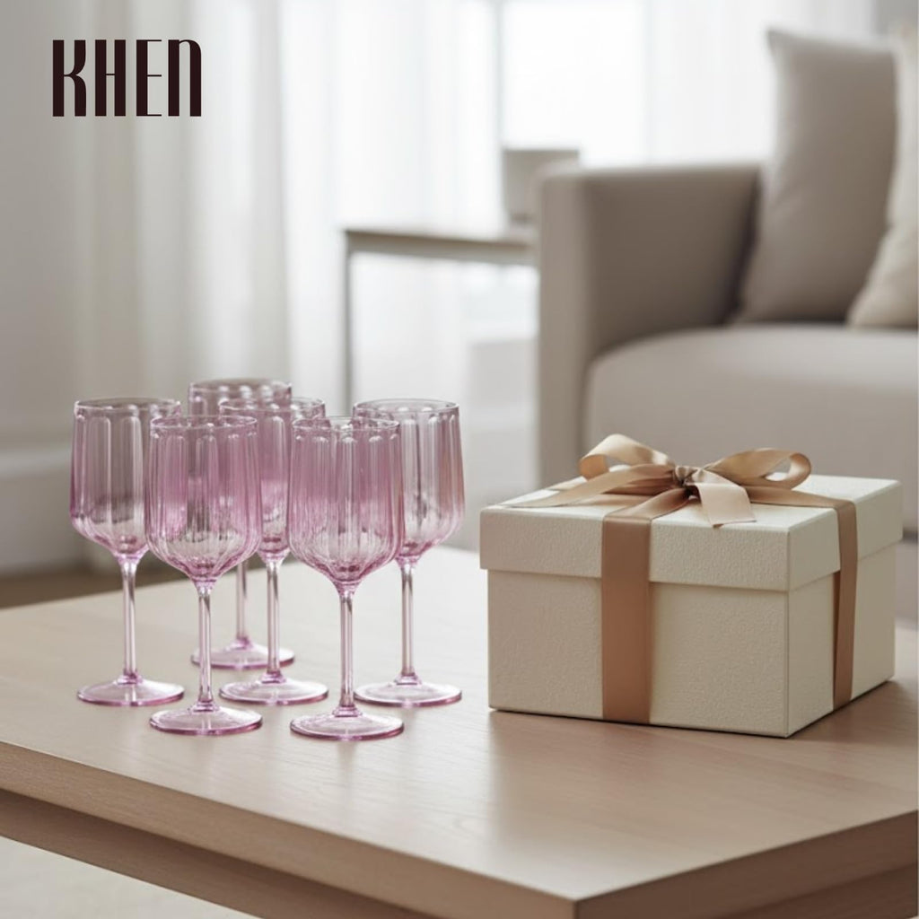 Khen Acrylic Lucia Stemmed Goblets -  Set of 6 | 14oz | Lilac