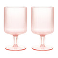 Khen Ripple Textured Blush Pink Stemmed Glass Wine Goblets | Set of 2