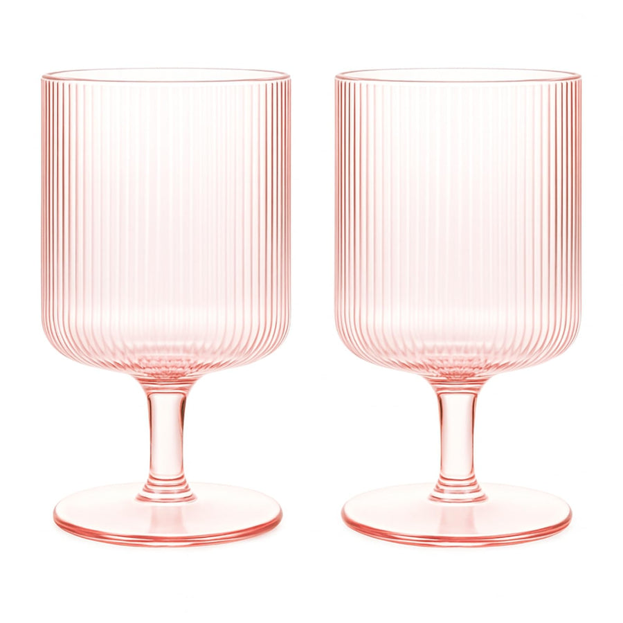Como Ripple Wine Glasses — Blush Pink, Set of 2